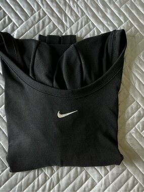 Nike Black Ribbed Tank Top with White Swoosh